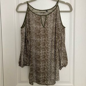 Olive Green Patterned Off The Shoulder Blouse